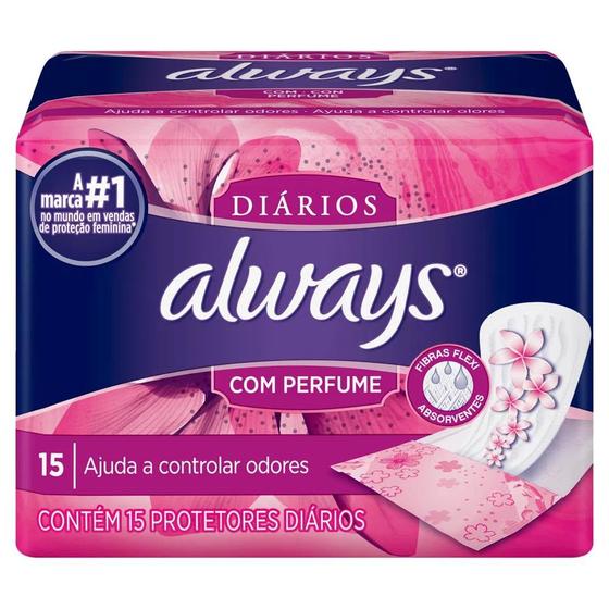 Imagem de Protetor Diário Sem Abas Com Perfume Always Pacote 15 Unidades