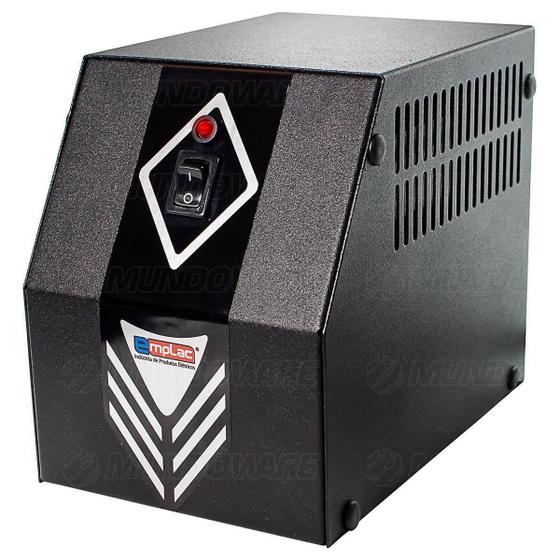 Imagem de Protetor Eletrônico 1KVA 600W Bivolt 4 Tomadas 10A Gabinete Metálico Cabo Certificado Emplac F60007