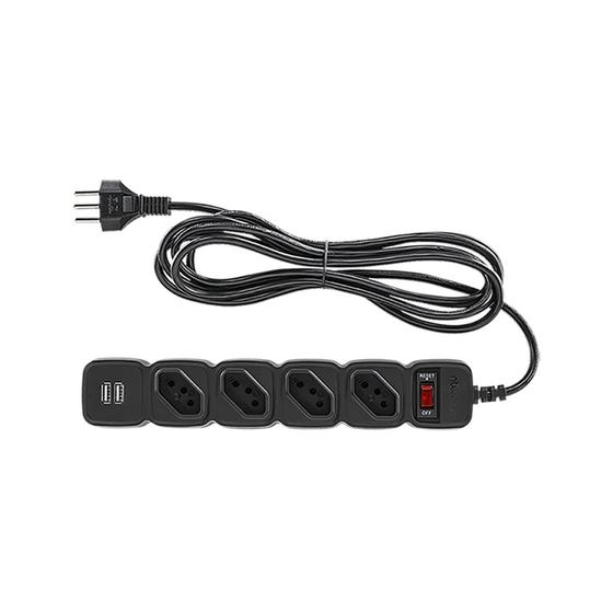 Imagem de Protetor Eletronico Intelbras C/ 4 Tomadas e 2 USB - EPE 204 USB + PT