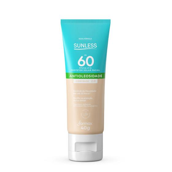 Imagem de Protetor Facial FPS 60 Com Base 2.0 Sunless Antioleosidade 40g Farmax