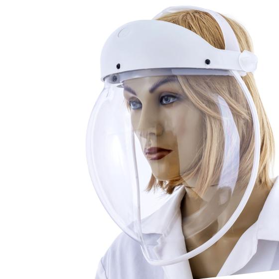 Imagem de Protetor facial visor transparente bolha branco médicos enfermeiros