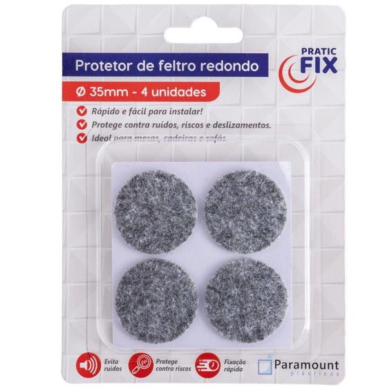 Protetor Feltro Adesivo Redondo Ø 35mm c/ 4 unidades Pratic Fix 1337 - PARAMOUNT Menor preço em Protetor Feltro Adesivo Redondo Ø 35mm c/ 4 unidades Pratic Fix 1337 - PARAMOUNT