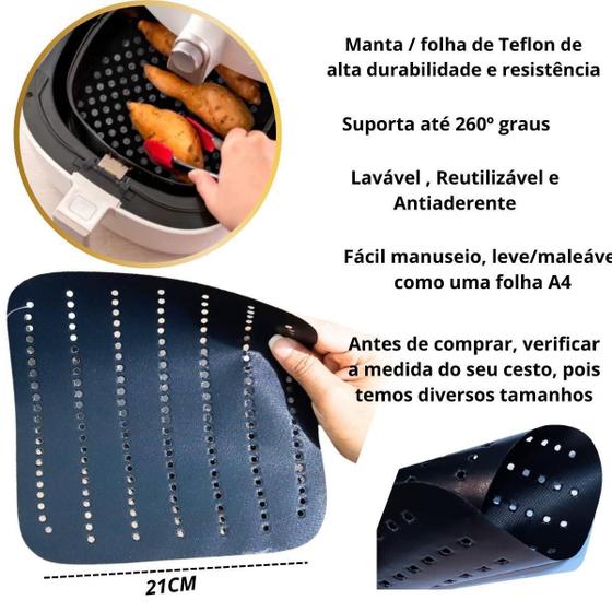 Imagem de Protetor Folha Manta Teflon Airfryer 5L Modelo Quadrado 21Cm