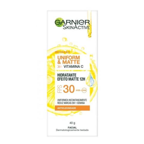 Imagem de Protetor Hidratante Facial Garnier Uniform & Matte Vitamina C FPS 30 40g