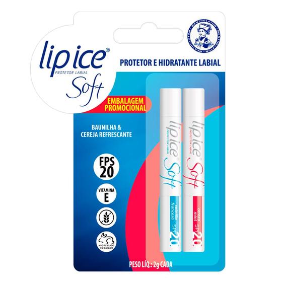 Imagem de Protetor Labial Lip Ice Cube Soft Fps20 Kit - Baunilha + Cereja Refrescante