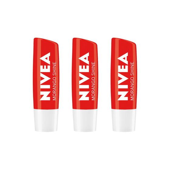 Imagem de Protetor Labial Nivea 4,8g Morango - Kit C/3 un