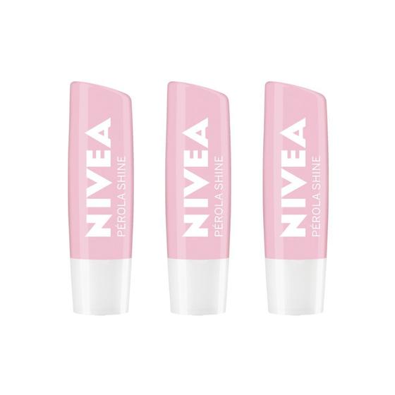 Imagem de Protetor Labial Nivea 4,8g Perola Shine - Kit C/3 un