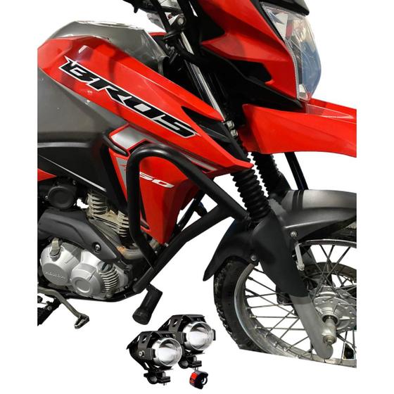 Imagem de Protetor Motor Carenagem Moto Honda Nxr 160 Bros 160 ano 2022 2023 2024 e Farol de Milha Led Par