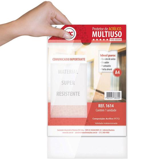 Protetor Multiuso A4 210mm x 297mm Acrílico DAC com 05 Unidades Menor preço em Protetor Multiuso A4 210mm x 297mm Acrílico DAC com 05 Unidades