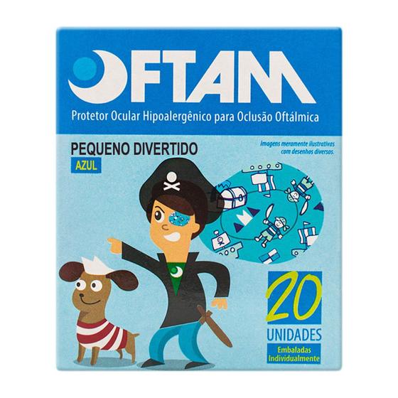 Imagem de Protetor Oftálmico Oftam Azul Divertido com 20 Unidades