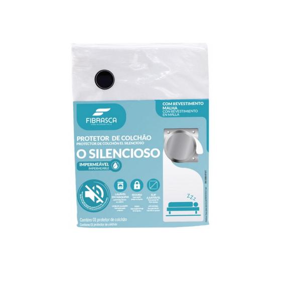 Imagem de Protetor Para Colchão Silencioso Impermeável Slip Branco P/ Casal 1,40m x 1,90m