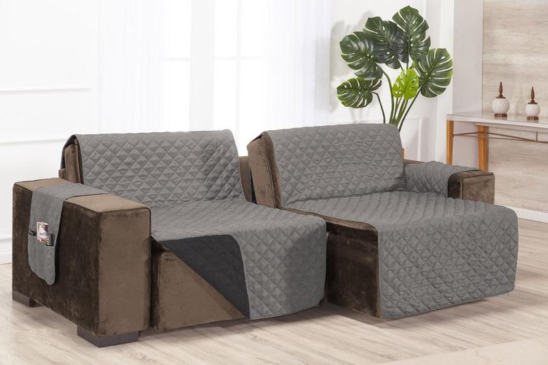 Imagem de Protetor para sofa retratil e reclinavel de 2 modulos + dupla face + porta objetos largura de 2,20m