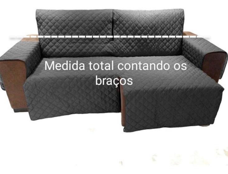 Imagem de Protetor Sofá 2.70m(medindo Com Braços)2 Modulos Retratil e reclinavel - cinza escuro