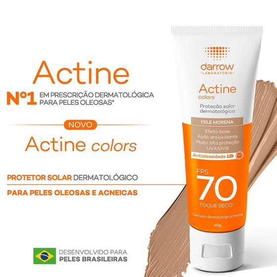 Imagem de Protetor Solar Actine Colors Fps70 Pele Morena Toque Seco 40g