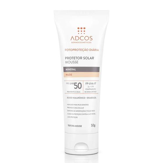 Imagem de Protetor Solar Adcos FPS 50 Mousse Mineral Cor Nude 50g