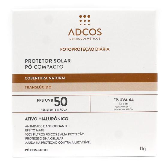 Imagem de Protetor solar adcos translúcido com ácido hialurônico fps 50 pó compacto com 11g