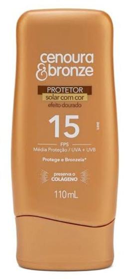 Imagem de Protetor  solar com cor efeito dourado fps 15  cenoura e bronze 110 ml