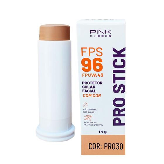 Imagem de Protetor Solar Facial Bastão com Cor Pro Stick FPS 96 Pink Cheeks 14 gr + Bolsa Necessaire