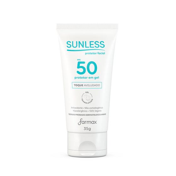 Imagem de Protetor Solar Facial Em Gel Translúcido FPS 50 Toque Aveludado 35g Sunless Farmax
