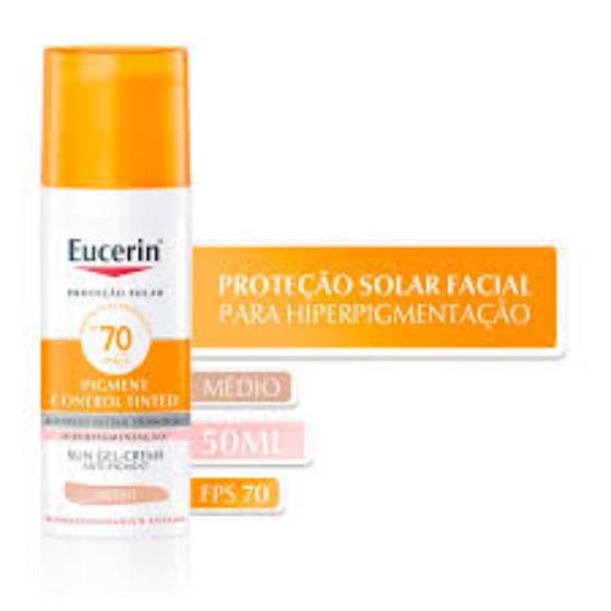Protetor Solar Facial Eucerin Sun Pigment Control Tinted Médio FPS 70 - 50ml Menor preço em Protetor Solar Facial Eucerin Sun Pigment Control Tinted Médio FPS 70 - 50ml