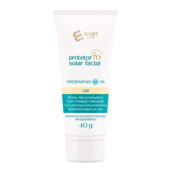 Imagem de Protetor Solar Facial Ever Care Bege Claro FPS70 40g