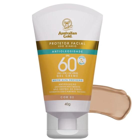Imagem de Protetor Solar Facial FPS60 Com Cor 02 40g - Australian Gold
