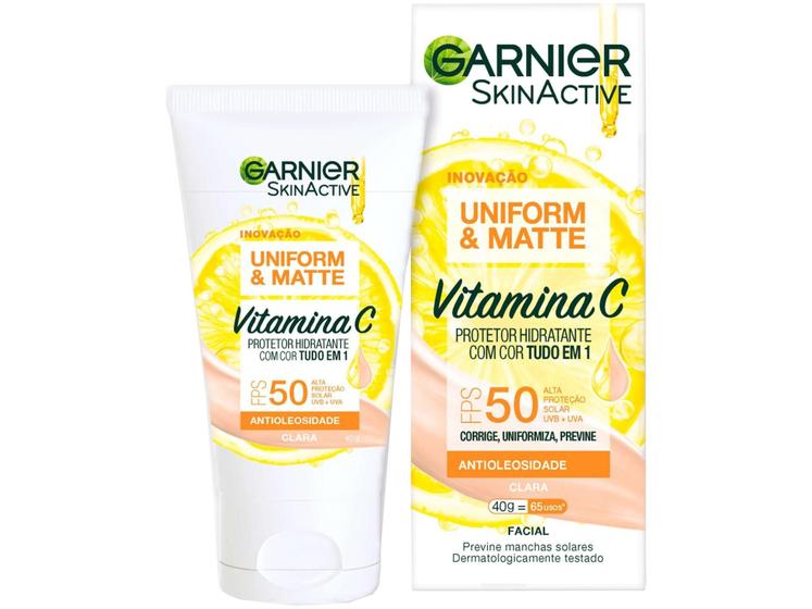 Imagem de Protetor Solar Facial Garnier Uniform & Matte - Vitamina C FPS 50 Cor Clara 40g