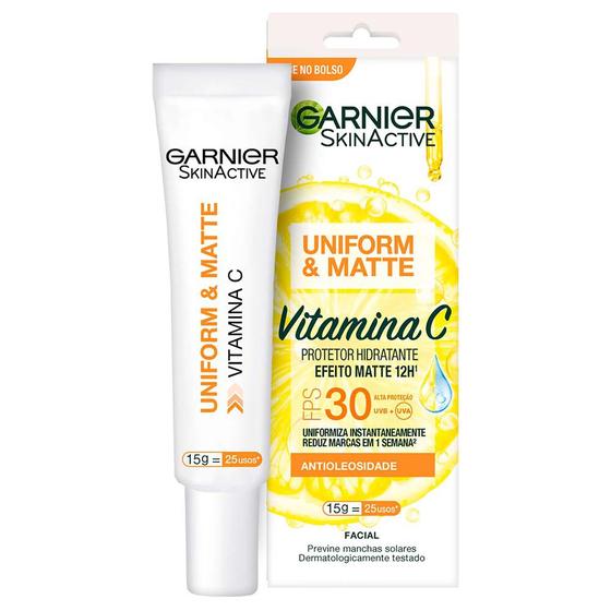 Imagem de Protetor Solar Facial Hidratante Garnier Uniform & Matte Vitamina C FPS30