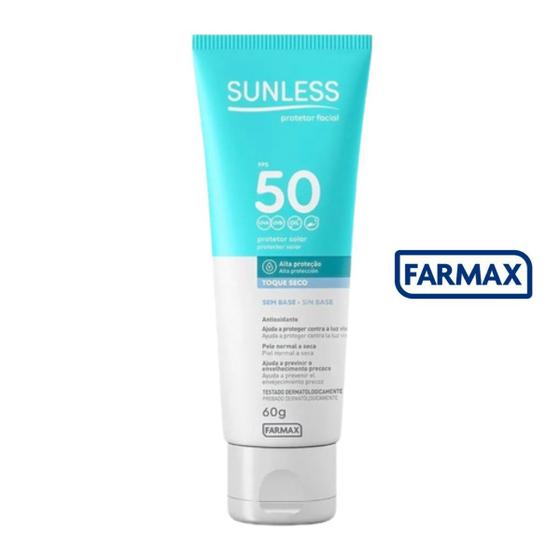 Imagem de Protetor Solar Facial Incolor FPS 50 Toque Seco Resistente A Agua Sunless 60g