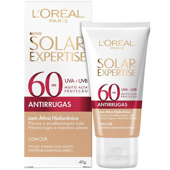 Protetor Solar Facial L\'Oréal Paris Solar Expertise Antirrugas Com Cor FPS60