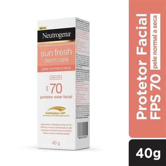 Imagem de Protetor solar facial neutrogena sun fresh derm care dry skin sem cor fps 70 com 40g