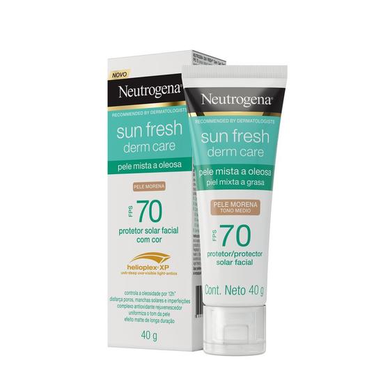 Imagem de Protetor Solar Facial Neutrogena Sun Fresh Derm Care FPS 70 Pele Morena 40g