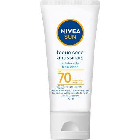 Imagem de Protetor Solar Facial Nivea Sun Toque Seco Antissinais FPS 70 40ml toque seco