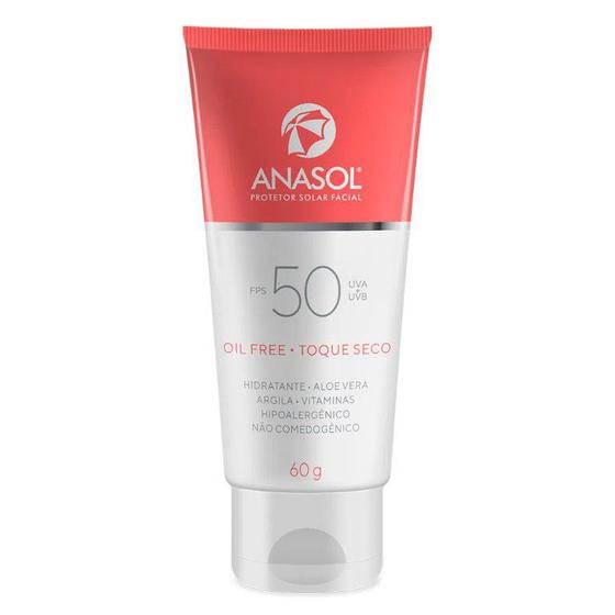 Imagem de Protetor Solar Facial Oil Free Toque Seco 50 FPS Anasol 60 G  - Vitamina E e Aloe Vera