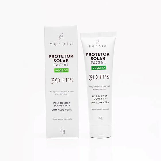 Imagem de Protetor Solar Facial pele oleosa FPS 30 Herbia 50g Natural