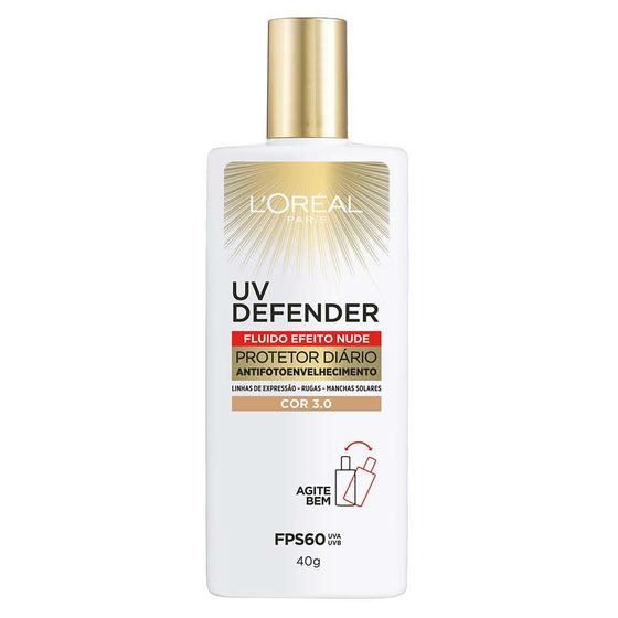 Protetor Solar Fluido Facial Antienvelhecimento LÓreal Paris UV Defender FPS60 Menor preço em Protetor Solar Fluido Facial Antienvelhecimento LÓreal Paris UV Defender FPS60