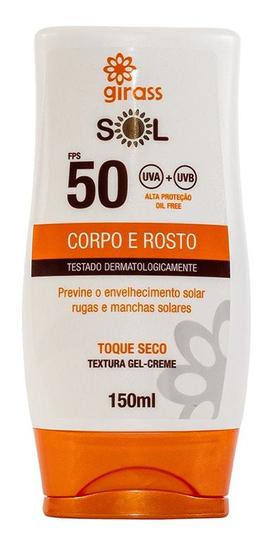 Imagem de Protetor Solar FPS 50 UVA + UVB Oil Free, Corpo e Rosto, Toque Seco, Girass 150ml