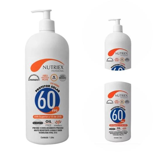 Protetor Solar FPS 60 1lt 1/3 UVA Nutriex Menor preço em Protetor Solar FPS 60 1lt 1/3 UVA Nutriex