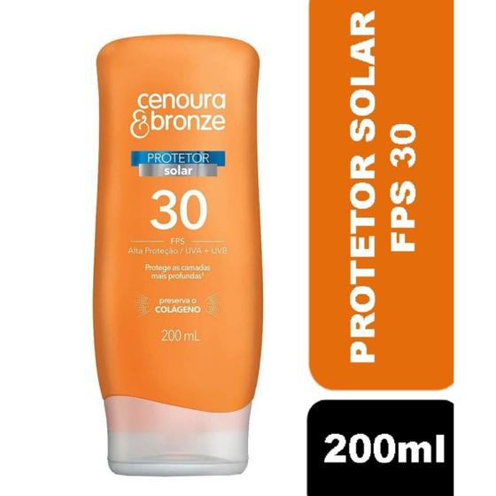 Protetor Solar FPS30 Cenoura & Bronze 200ml Menor preço em Protetor Solar FPS30 Cenoura & Bronze 200ml