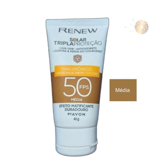 Protetor Solar FPS50 Avon Renew Cor Média ÁcidoHialurônico Protetor