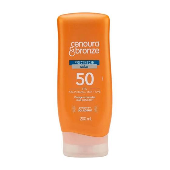 Protetor Solar FPS50 Cenoura & Bronze 200ml Menor preço em Protetor Solar FPS50 Cenoura & Bronze 200ml