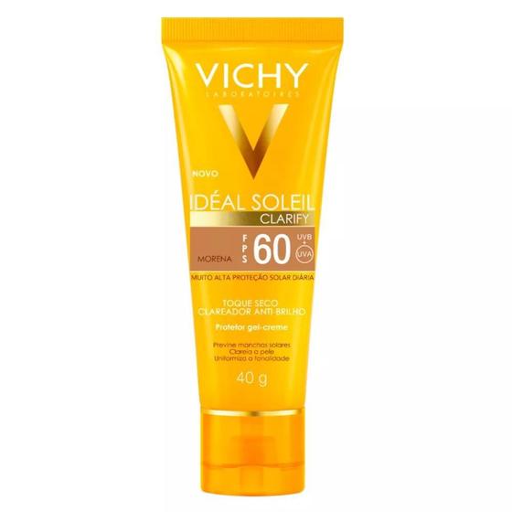 Protetor Solar Gel Creme Ideal Soleil Clarify FPS 60 Cor Morena 40g - Vichy