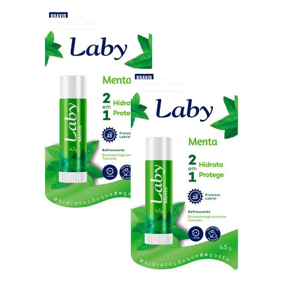 Imagem de Protetor Solar Labial Laby FPS 15 Stick Sabor Menta com 4,5g  Kit com duas unidades