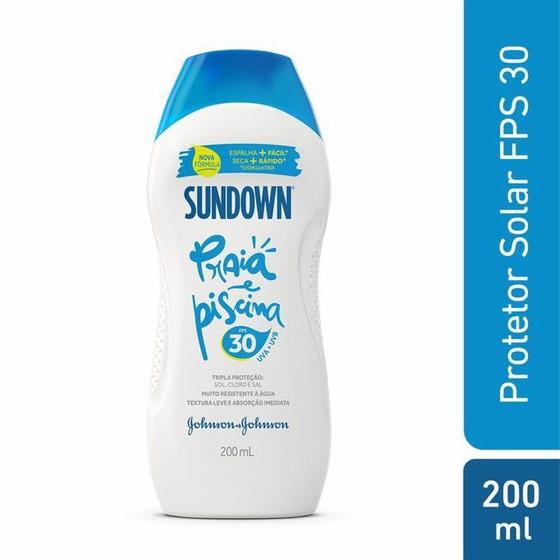Protetor Solar Praia e Piscina Sundown 30FPS UVA e UVB 200ml Tripla Proteção Sol Cloro e Sal Muito Resistente a Água Menor preço em Protetor Solar Praia e Piscina Sundown 30FPS UVA e UVB 200ml Tripla Proteção Sol Cloro e Sal Muito Resistente a Água
