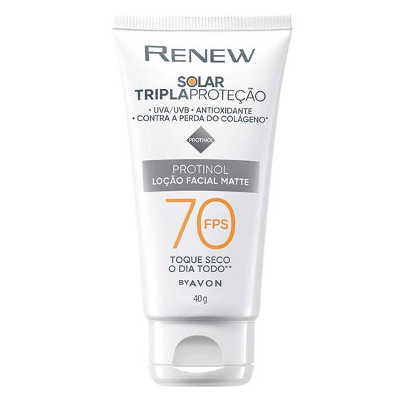 Imagem de Protetor Solar Renew Facial Toque Seco Fps 70 Avon Presente Lançamento Mulher Homem