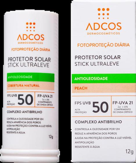 Protetor Solar Stick Ultraleve Peach Adcos FPS 50 - 12g Menor preço em Protetor Solar Stick Ultraleve Peach Adcos FPS 50 - 12g