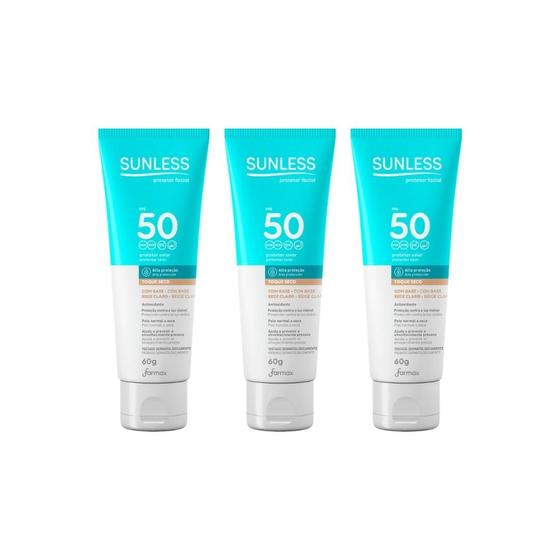Imagem de Protetor Solar Sunless Facial F50 Com Base Claro 60G - 3Un