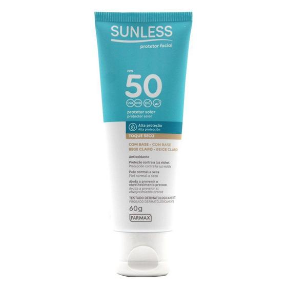 Imagem de Protetor Solar Sunless Facial Toque Seco Com Base Cor Clara FPS 50 60g