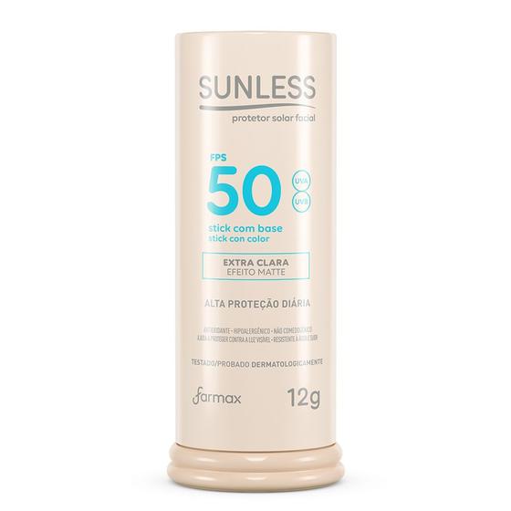 Imagem de Protetor Solar Sunless Stick com Base Efeito Matte FPS 50 Cor Extra Clara 12g