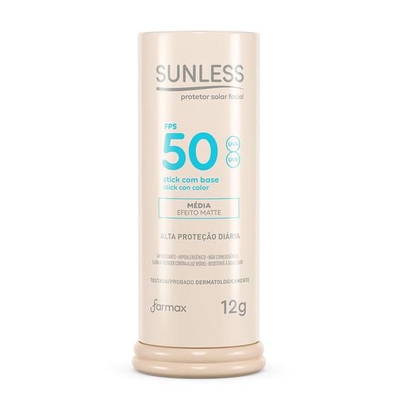 Protetor Solar Sunless Stick com Base Efeito Matte FPS 50 Cor Média 12g Imagem de Protetor Solar Sunless Stick com Base Efeito Matte FPS 50 Cor Média 12g